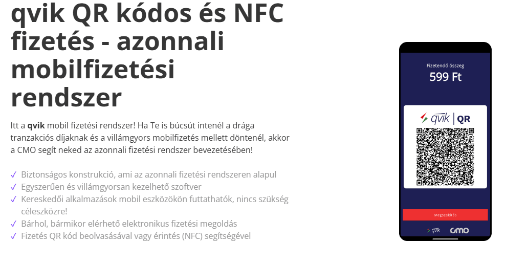 Qvik QR kodos megoldas Qvik QR kódos fizetés